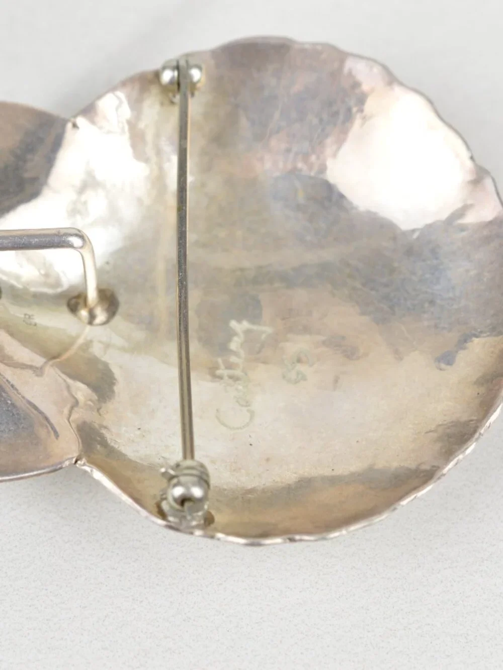 Vintage Sterling Silver Shell Brooch Pendant Scallop 925 Scarf Slide 17.4g